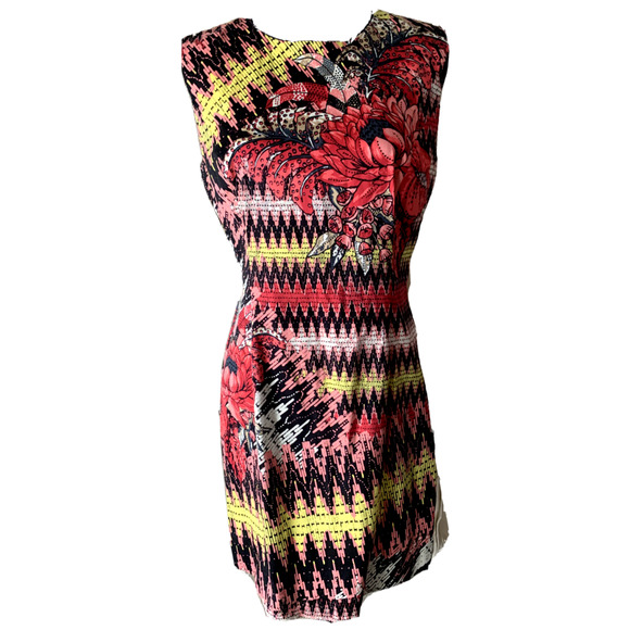 French Connection Dress Womens Size 10 Sleeveless Colorful Artsy Sheath Dress - Picture 1 of 12